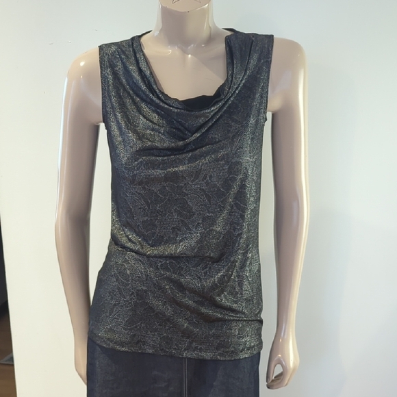 Asymmetrical Silver and Black Tank Top - Picture 1 of 11